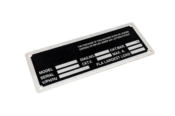 black aluminum nameplate